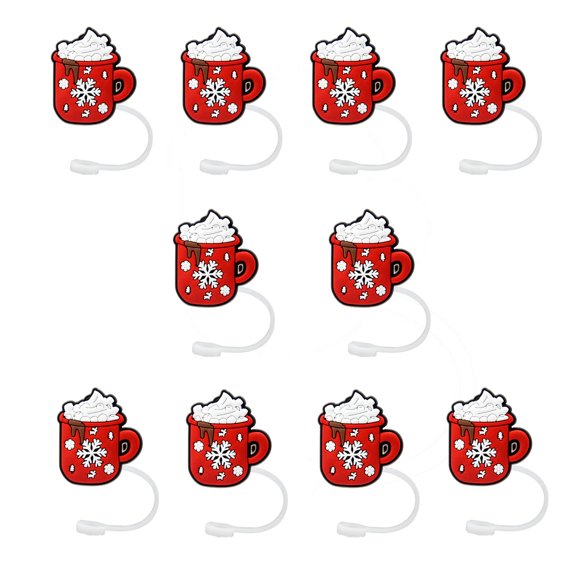 MOQIN Christmas Straw, 10 Christmas Party Favors for Kids, Christmas Party Decorations Supplies, Xmas Candy Bags Supplies, Christmas Goodie Gifts, Drinking Straws