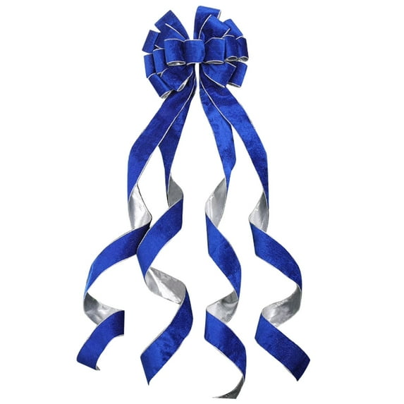 MOQIN Christmas Tree Topper Bow with Streamers,12x37 Inches Large Toppers Bow for Xmas Home Decor, Polyester Decorative Bow for Xmas Tree Christmas Decoration (Red,Blue)