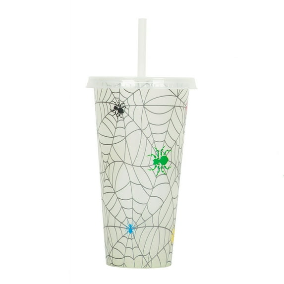 MOQIN Color Changing 24oz Halloween Cups - Reusable Plastic Tumblers with Lids & Straws, Glow-in-Dark Party Drinkware for Kids Adults, BPA Free, Trick or Treat, Christmas Party Favors