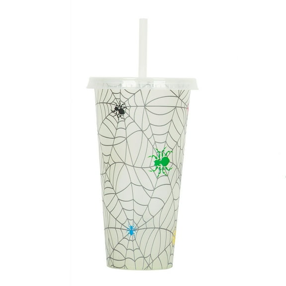 MOQIN Color Changing 24oz Halloween Cups - Reusable Plastic Tumblers with Lids & Straws, Glow-in-Dark Party Drinkware for Kids Adults, BPA Free, Trick or Treat, Christmas Party Favors
