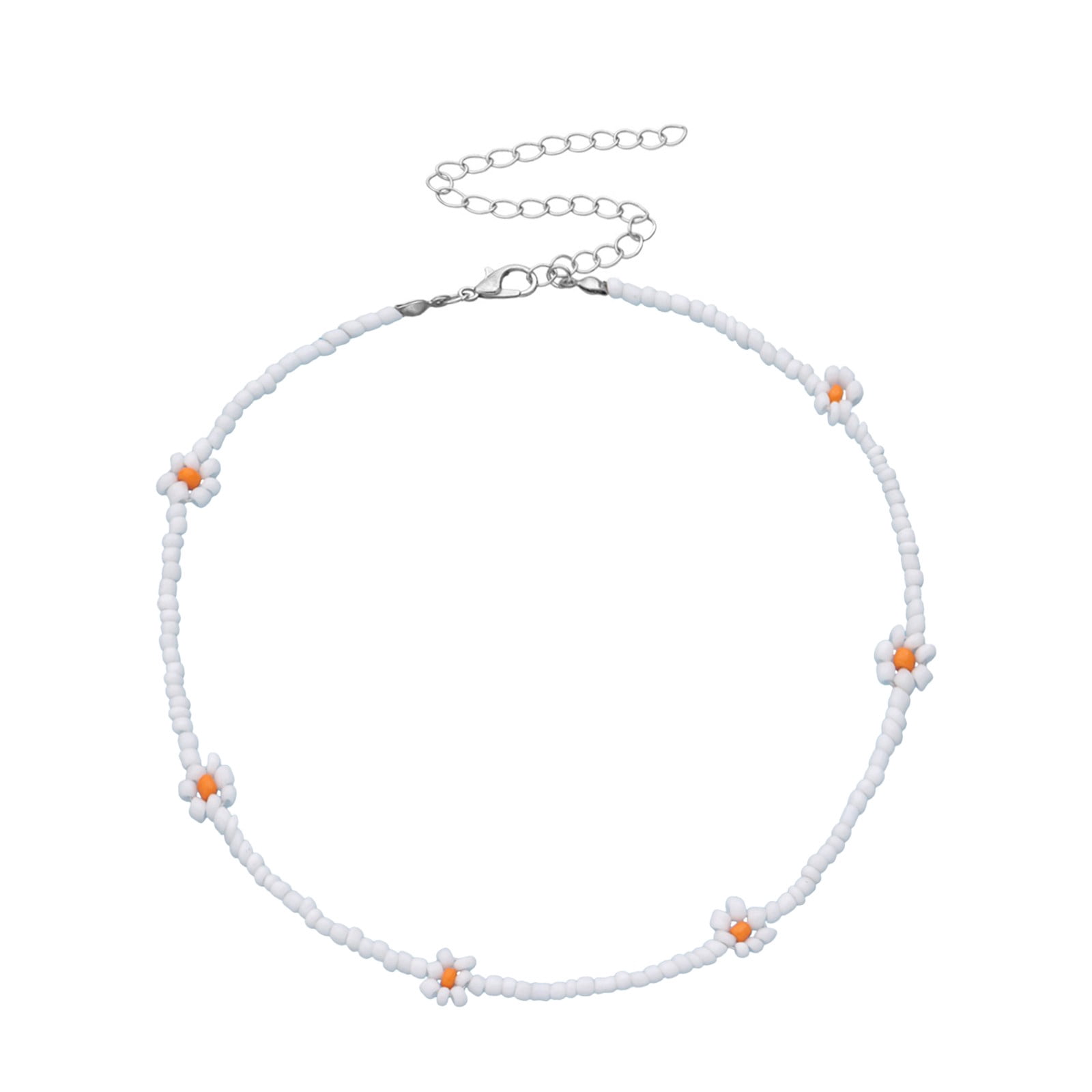 Pingyongchang Hawaiian Plumeria Bead Choker Necklace – Bohemian Flower Beaded Jewelry For Women
