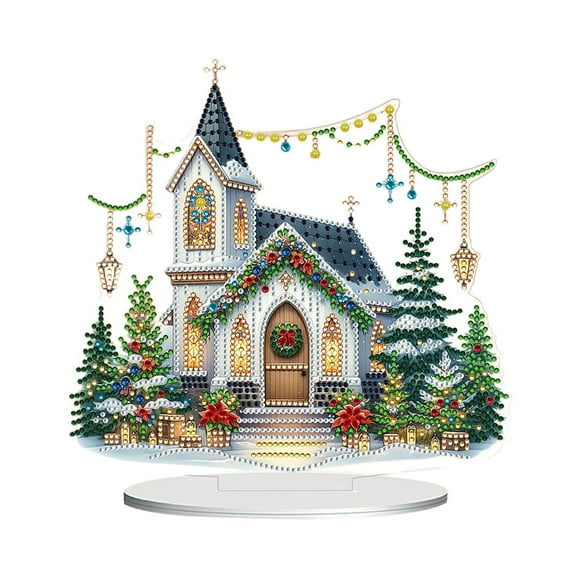 MOQIN DIY Dot Diamond Tabletop Ornaments for Adults, Christmas Diamond Art Painting Home Decoration Desktop Ornaments for Home Office Decor (Single Side Dot Diamond)