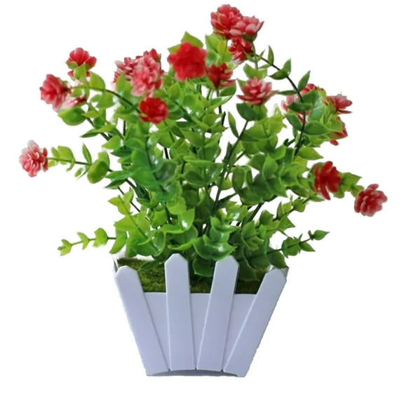 MOQIN Fake Plants Small, Artificial Potted Flowers Mini Artificial Plants with Flowers for Home Office Bedroom Decor Indoor Farmhouse Tabletop Decor