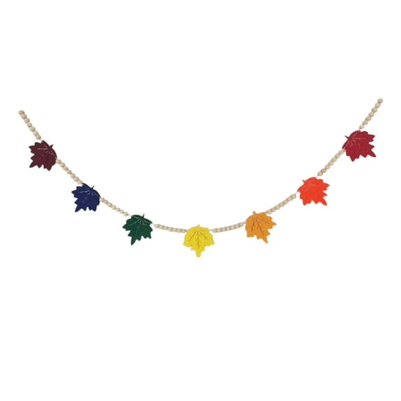 MOQIN Fall Decor-Wooden Signboards Maple leaf Garland Fall Decorations for Home-Thanksgiving Farmhouse Pumpkins Wood Bead Garland Banner for Fireplace Mantel Walls