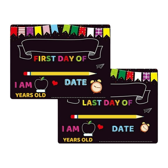MOQIN First Day and Last Day of School Chalkboard Sign, Reusable Wooden 1st Day of Preschool/Kindergarten Photo Props,10 x 12 Inch Back to School Decorations