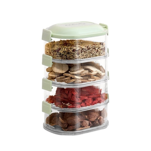 MOQIN 4Pcs Airtight Food Storage Containers - Stackable Kitchen Storage Box, Clear Plastic Snack & Spice Containers with Easy Lock Lids -for Condiment, Herbs, Coffee, Tea