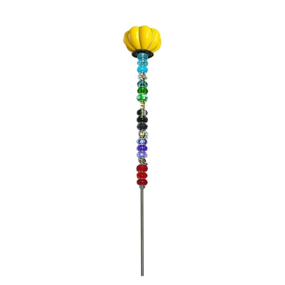 MOQIN Garden Stakes DIY Fairy Wand Garden Stakes with 12 Colorful Crystal Stopper Top 12 Threaded Rod with 200 Assortment Large Hole Beads for Outdoor Decor