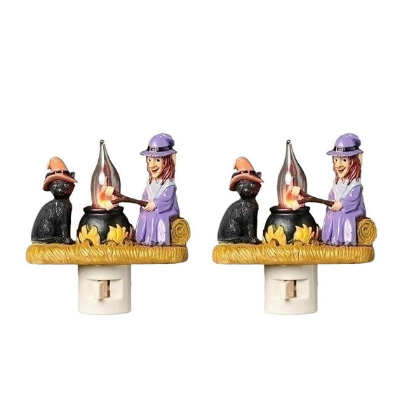 MOQIN Ghost Campfire Flickering Nightlight, 𝐇alloween Party Decoration, 𝐇alloween Witch LED Night Light, Spooky Fire Marshmallow Night Light 𝐇alloween Gifts