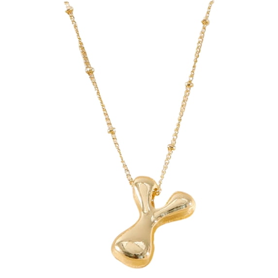 MOQIN Gold Bubble Letter Necklace for Women,A-Z Pendant Necklace for Women, Fashion Jewelry,14k Gold-Plated Brass,Dainty Alphabet Pendant Gold Plated Puffy Name Personalized Jewelry
