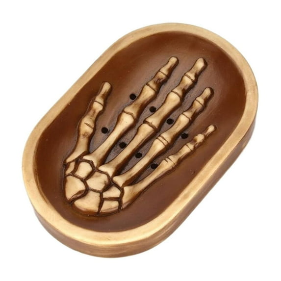 MOQIN Gothic Skeleton Hand Soap Dish - Resin Bathroom Shampoo Bar Tray, Creepy Halloween Decor for Kitchen, Toilet, Laundry Storage Organizer