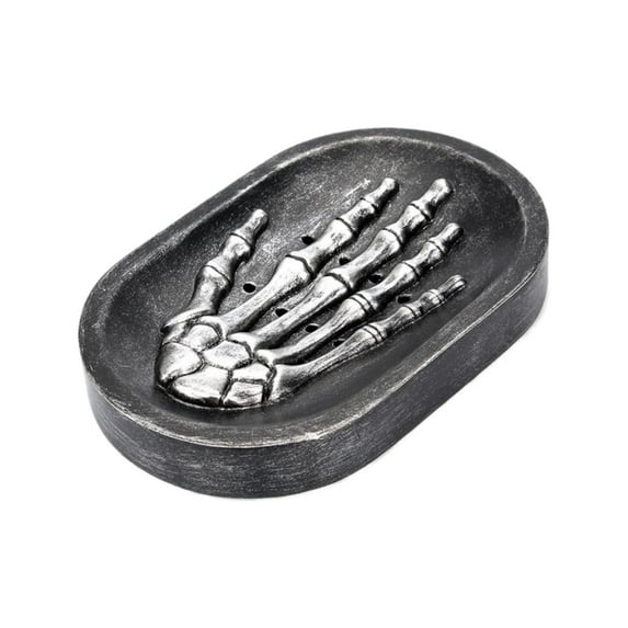 MOQIN Gothic Skeleton Hand Soap Dish - Resin Bathroom Shampoo Bar Tray, Creepy Halloween Decor for Kitchen, Toilet, Laundry Storage Organizer