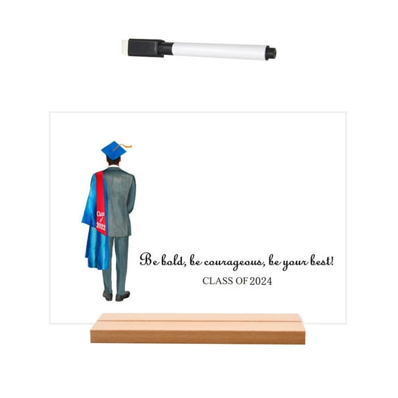 MOQIN Graduation Greeting Cards, 2024 Personalized Graduation Gifts for Her Him Erasable DIY Transparent Desktop Decoration Ornaments 5.9 x 8.3 in