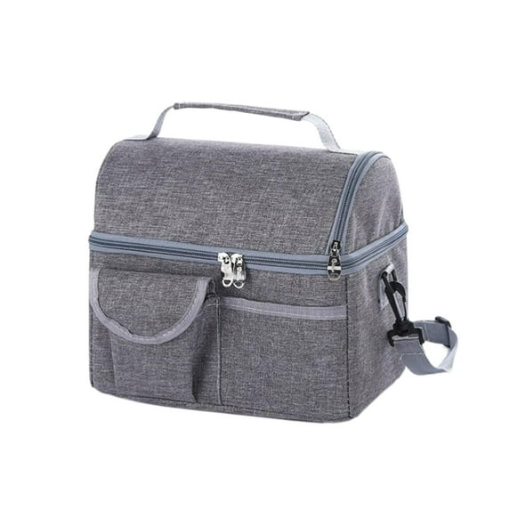 MOQIN Great Quality Multi Color Custom Size Handle 420D Polyester Nylon Double Compartment Cooler Bag for Lunch Thermal Lunch Bags for Adults