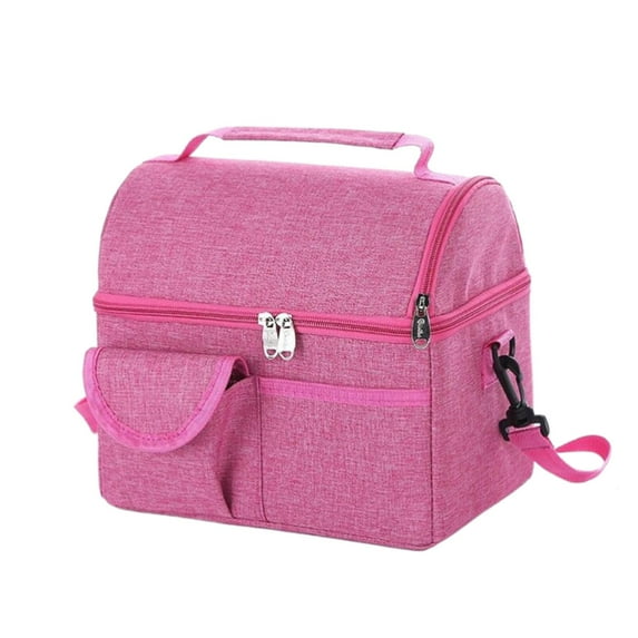 MOQIN Great Quality Multi Color Custom Size Handle 420D Polyester Nylon Double Compartment Cooler Bag for Lunch Thermal Lunch Bags for Adults