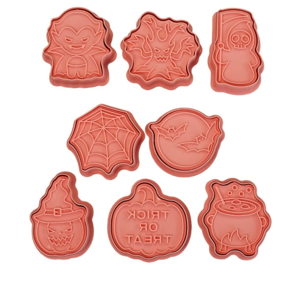 MOQIN Halloween Cookie Cutters Set, 3D Pumpkin, Spooky Cat, Spider, Bat, Witch Hat, Ghost, Tombstone, Horror Castle Cookie Cutters for Party Baking Decoration,Holiday Baking Tools for Kids