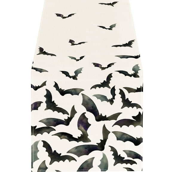 MOQIN Halloween Decorations Ghost Pumpkin Cat Boo Halloween Table Runner, Bat Seasonal Fall Kitchen Dining Table Decoration for Home Party Decor 13x108 Inch