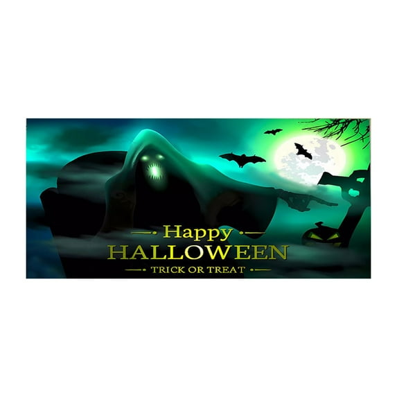 MOQIN Halloween Garage Door Decorations Banner 7 X 16 Ft Movie Characters Halloween Garage Door Cover for Double Car Garage Hanging Halloween Mural for Outdoor Party