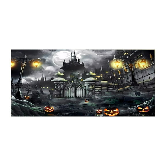 MOQIN Halloween Garage Door Decorations Banner 7 X 16 Ft Movie Characters Halloween Garage Door Cover for Double Car Garage Hanging Halloween Mural for Outdoor Party