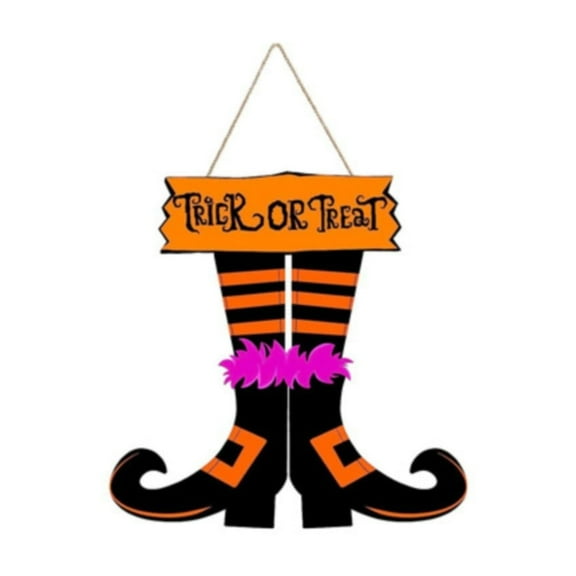 MOQIN Halloween Ghost Witch Door Sign Boo Decorations Happy Halloween Front Door Hanger Wreath Decor Pumpkin Wooden Hanging Sign for Halloween Party Supplies