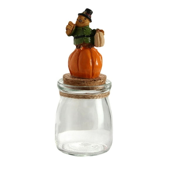 MOQIN Halloween Glass Pumpkin Jar with Lid, Halloween Candy Bowl Cute Snack Jar Crystal Candy Dish for Home Decoration Centerpieces Wedding Party