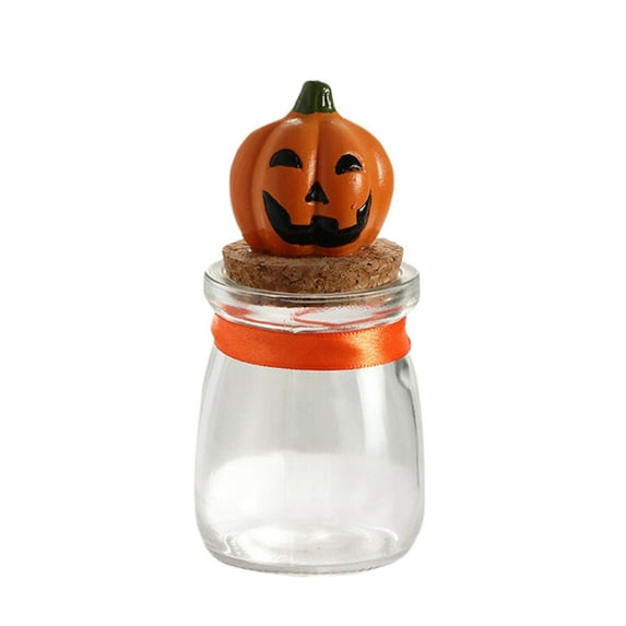 MOQIN Halloween Glass Pumpkin Jar with Lid, Halloween Candy Bowl Cute Snack Jar Crystal Candy Dish for Home Decoration Centerpieces Wedding Party