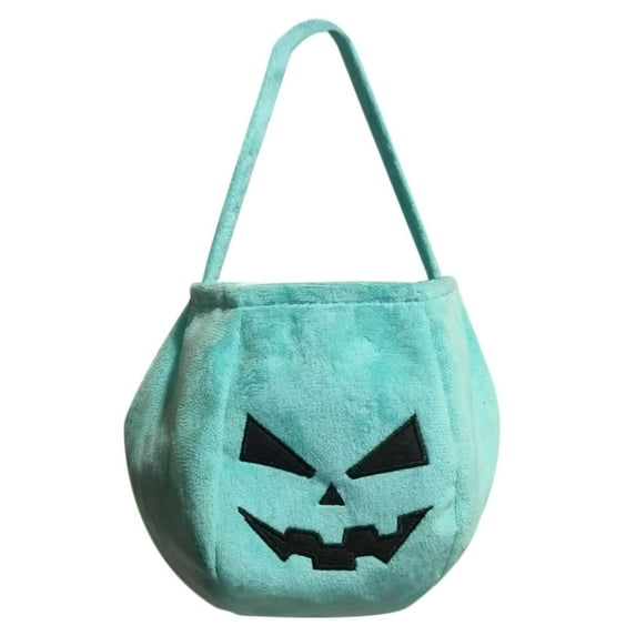 MOQIN Halloween Pumpkin Candy Bags for Kids, Trick or Treat, Reusable Pumpkin Buckets Trick or Treat Bags Holder Handbag for Kids Costume Party Favors Supplies, Light blue