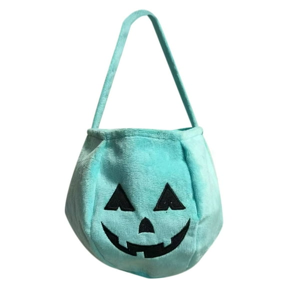 MOQIN Halloween Pumpkin Candy Bags for Kids, Trick or Treat, Reusable Pumpkin Buckets Trick or Treat Bags Holder Handbag for Kids Costume Party Favors Supplies, Light blue