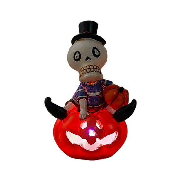 MOQIN Halloween Solar Skeleton Pumpkin Decor, Solar Stacked Jack-O-Lantern Pumpkin Lights Skulls Statue for Outdoor Garden Yard Lawn Patio Porch Balcony Halloween Party Decorations