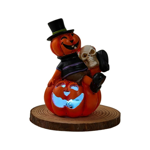 MOQIN Halloween Solar Skeleton Pumpkin Decor, Solar Stacked Jack-O-Lantern Pumpkin Lights Skulls Statue for Outdoor Garden Yard Lawn Patio Porch Balcony Halloween Party Decorations