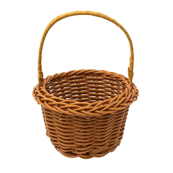 MOQIN Hand-Woven Small Wicker Baskets, Round Paper Rope Storage Baskets with Wooden Handles, Wedding Flower Girl Baskets for Home Garden