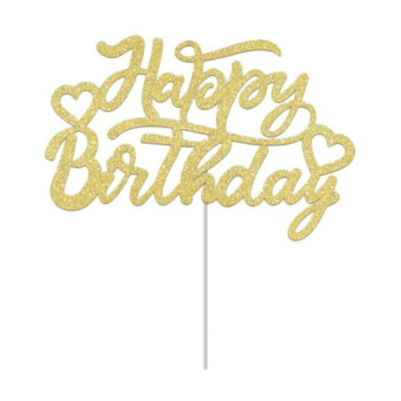 MOQIN Happy Birthday Cake Topper, 10PCS Gold Acrylic Happy Birthday Sign Cupcake Toppers Set for Boys Girls Women Men Birthday Party Decorations Supplies