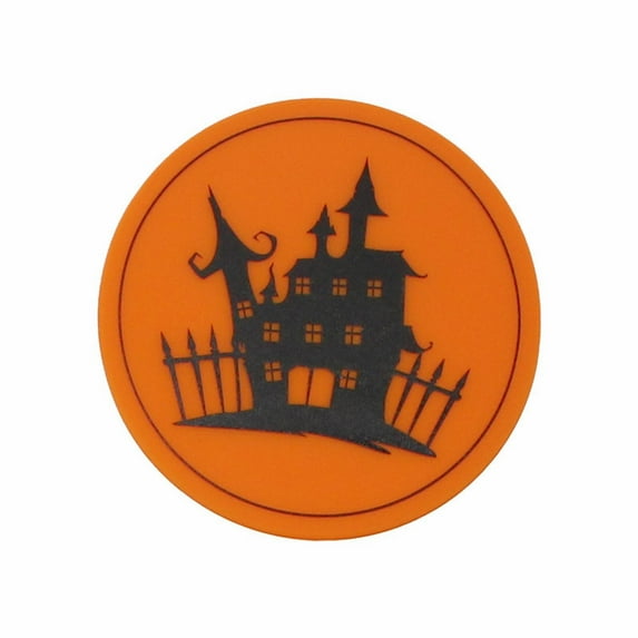 MOQIN Happy Halloween Coasters Trick or Treat Ghost Pumpkin Glow in The Dark Halloween Coasters Absorbent Cup Mat for Home Kitchen Office Party Table Decor (Orange, 9.8CM)