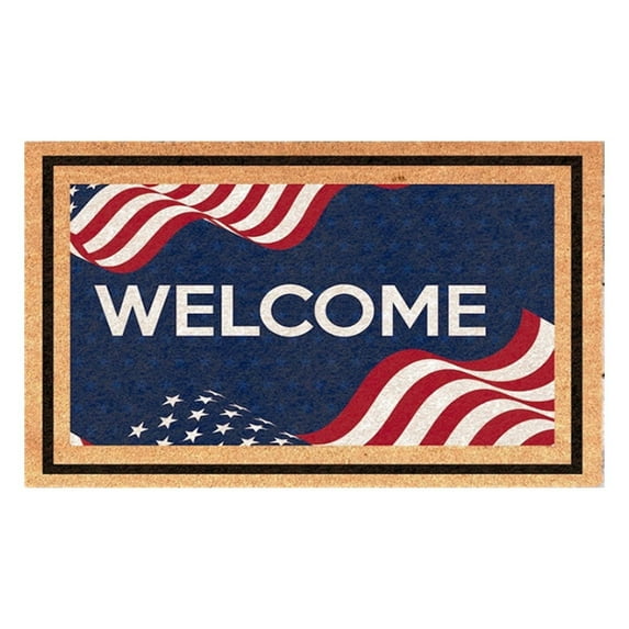 MOQIN Independence Day Stars Entrance Door Mat Patriotic Decor Welcome Outdoor Mat Non-Slip Carpet Rugs Floor Mat Decorative for Home/Bathroom Kitchen 23.62"x15.75"