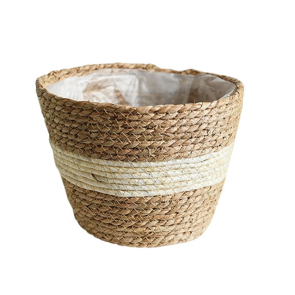 MOQIN Jute Planter Basket -Hand Woven Plant Basket Storage Plant Containers with Plastic Liners,Sustainable Woven Rope Covers for Decorating Indoor/Outdoor Plants Pots -Home Decor