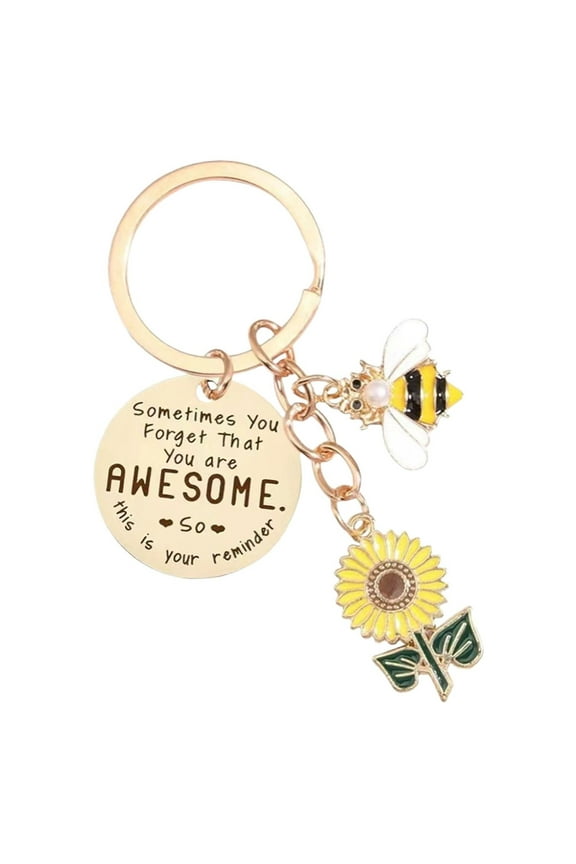 MOQIN Key Chain -Sunflower Keychains Gifts for Women,Sunflower Inspirational Keyring,Friendship Sunflower Keychain Gifts,Sunflower Bee Keychain for Women Bag Purse Wallet,Graduation Gift