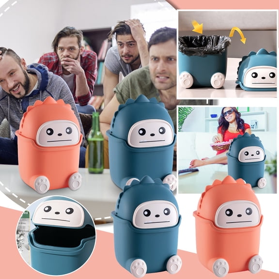 MOQIN Kids Trash Can Cartoon Dinosaur Trash Can Decorative Wastebasket Animal Garbage Container Bin Storage Bucket for Child Bedroom Kids Room Bathroom