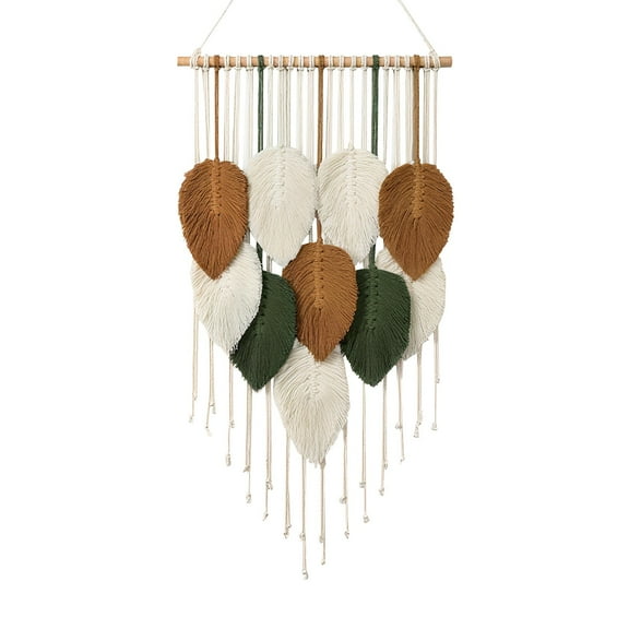 MOQIN Large Macrame Wall Hanging Boho Woven Tapestry, Chic Home Decor Modern Bohemian Handmade Leaf Feather Wall Art Decorations for Apartment Dorm Living Room Bedroom Nursery Backdrop
