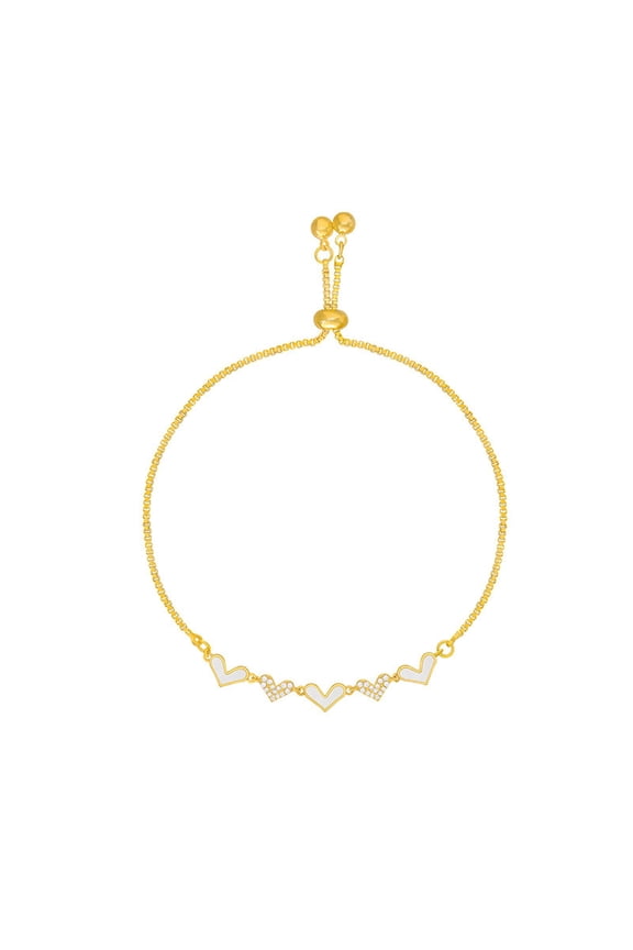 MOQIN Love Heart Bracelets for Women, Stainless Steel Gold Charm Bracelet, Adjustable Chain Bracelet, Forever Love, Friendship Jewelry for Christmas, Birthday, Graduation and Moving