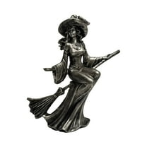 MOQIN MOQIN Gothic Witch Figurine Decor - Elegant Solid Black Resin Sculpture with Moon and Waving Hand, Mystical Home Altar Decor for Halloween Witchcraft Theme