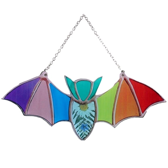MOQIN MOQIN Halloween Bat Window Hanging - Colorful Acrylic Wall Art Decoration with Lightweight Design, Festival Party Decor, Bat Themed House Venue Arrangement Props for Indoor Outdoor Spooky Decor