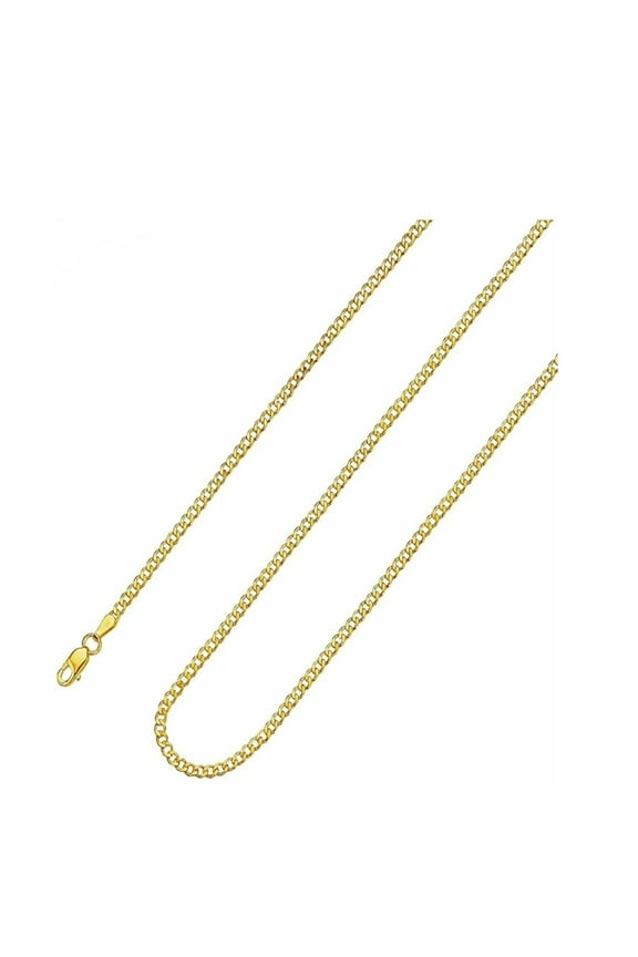 MOQIN Mens Sturdy Cuban Chain Necklace,18K Gold Over Sterling Silver Italian Diamond-Cut Cuban Link Curb Chain Necklace for Men Women,Hip-Hop Cool Style, 26" 28" 30" Length
