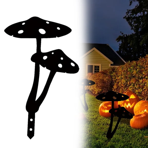 MOQIN Metal Mushroom Yard Art Garden Decorative Stake Hollow Out Mushrooms Silhouette Statue Decor, for Pathway, Floor, Garden, Lawn, Halloween Outdoor Decoration