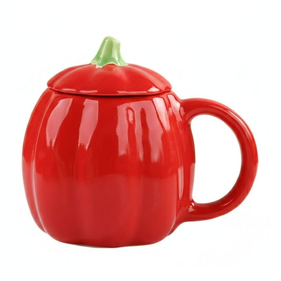 MOQIN Multi-Purpose Lidded Ceramic Pumpkin Mug, 5 Color Options for Fall & Halloween, Coffee Cup for Hot Beverages, Soup Mug with Lid, Cute Thanksgiving Kitchen Decor, Gift Idea, Dishwasher Safe
