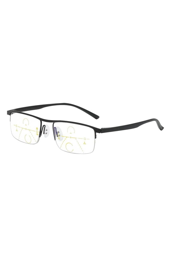MOQIN Multifocus Reading Glasses Men Bifocal No Line Progressive Multifocal Reader Blue Light Computer Frame Eyeglasses -High Hardness Anti-Blue Progressive Presbyopic Glasses