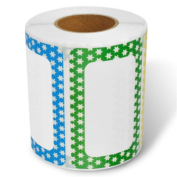 MOQIN Name Tag Stickers, 250 Stickers,1 Roll, 5 Colors - 3.7" x 2.5" Adhesive Tags Labels with Perforated Line for School Office Home -Color Border