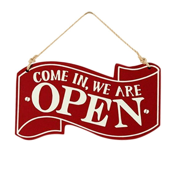 MOQIN Open and Closed Business Sign Two Sided Reversible Store Hanging Sign White Black Vintage Open Closed Sign for Coffee Bar Shop Door Window Decoration, 9.8 x 5.3 Inch