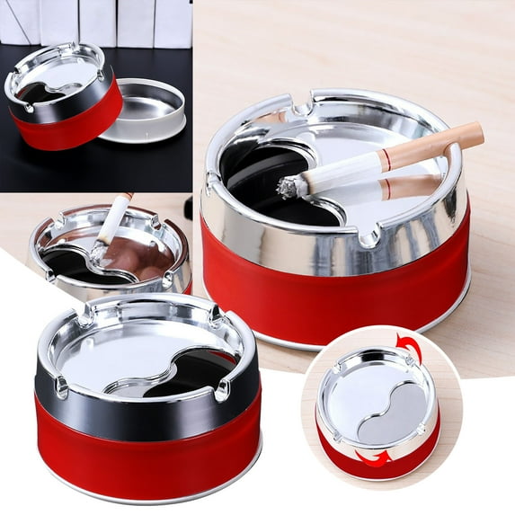 MOQIN Outdoor Ashtray with Lid, Stainless Steel Ash Tray, Household Living Room Ashtray Multifunctional Easy To Clean Car Ashtray Suitable for Patio Outdoor Home Office