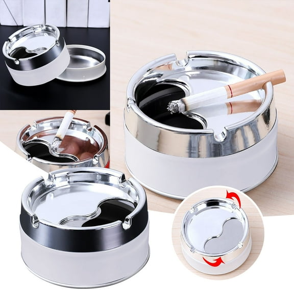 MOQIN Outdoor Ashtray with Lid, Stainless Steel Ash Tray, Household Living Room Ashtray Multifunctional Easy To Clean Car Ashtray Suitable for Patio Outdoor Home Office