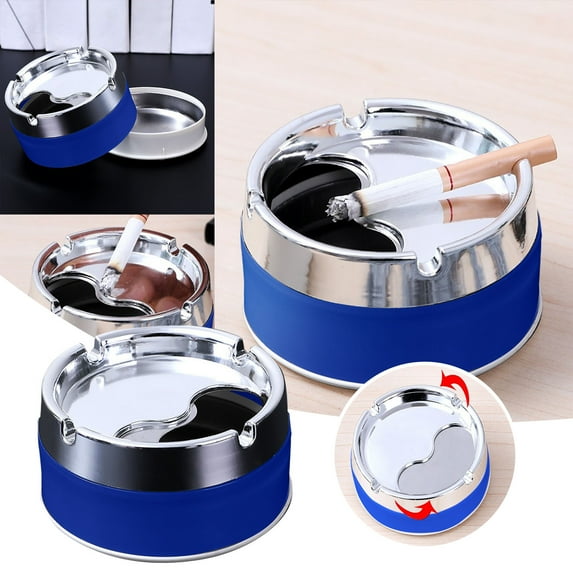 MOQIN Outdoor Ashtray with Lid, Stainless Steel Ash Tray, Household Living Room Ashtray Multifunctional Easy To Clean Car Ashtray Suitable for Patio Outdoor Home Office