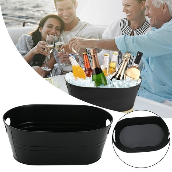 MOQIN Outdoors Beverage Tubs, Metal Ice Buckets for Cocktail Bar 4 Gallon Wine Beer Drink Buckets with Handles Large Tub Cooler Mimosa Bar Supplies Ice Bucket for Parties